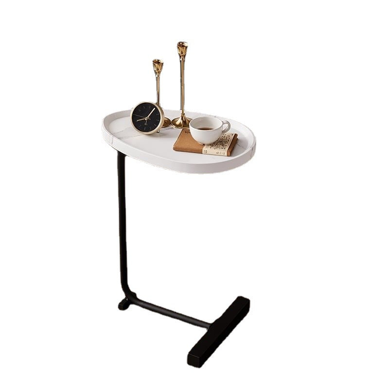 Contemporary Nordic Water Drop Shape Geometry Density Board Iron Side Table 1 - Tier For Living Room