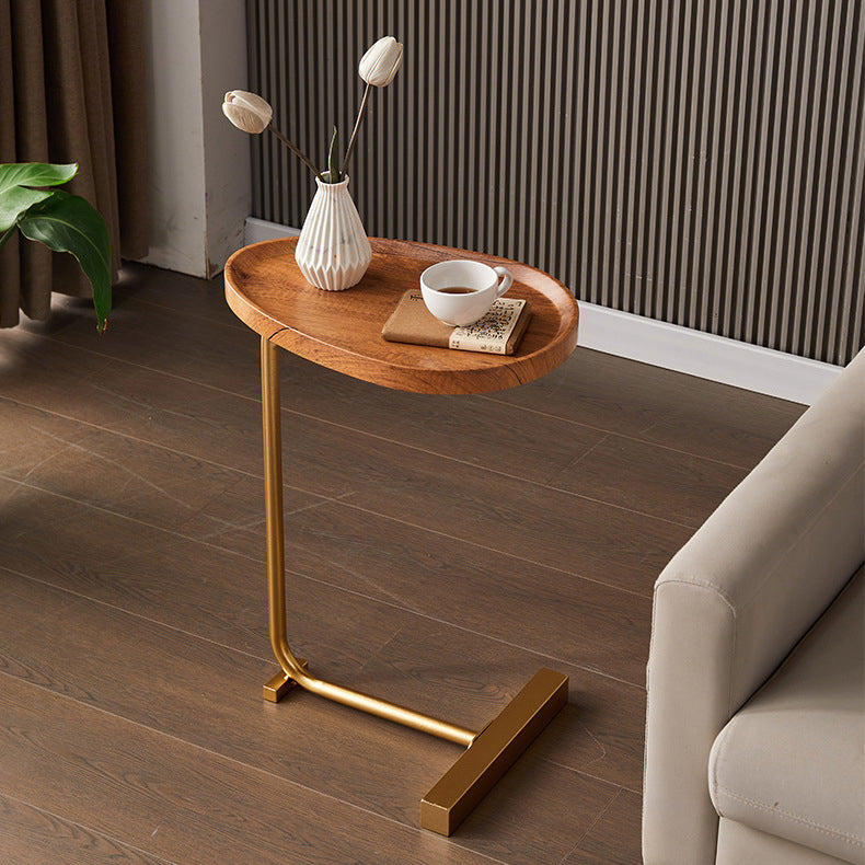 Contemporary Nordic Water Drop Shape Geometry Density Board Iron Side Table 1 - Tier For Living Room