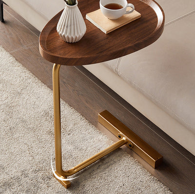 Contemporary Nordic Water Drop Shape Geometry Density Board Iron Side Table 1 - Tier For Living Room