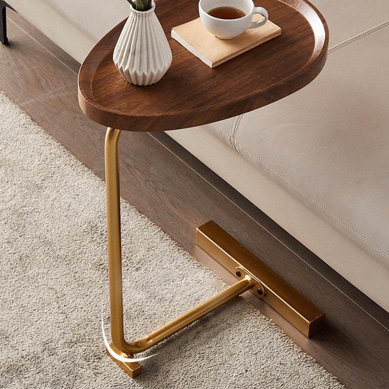 Contemporary Nordic Water Drop Shape Geometry Density Board Iron Side Table 1 - Tier For Living Room