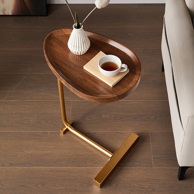 Contemporary Nordic Water Drop Shape Geometry Density Board Iron Side Table 1 - Tier For Living Room