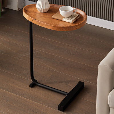Contemporary Nordic Water Drop Shape Geometry Density Board Iron Side Table 1 - Tier For Living Room