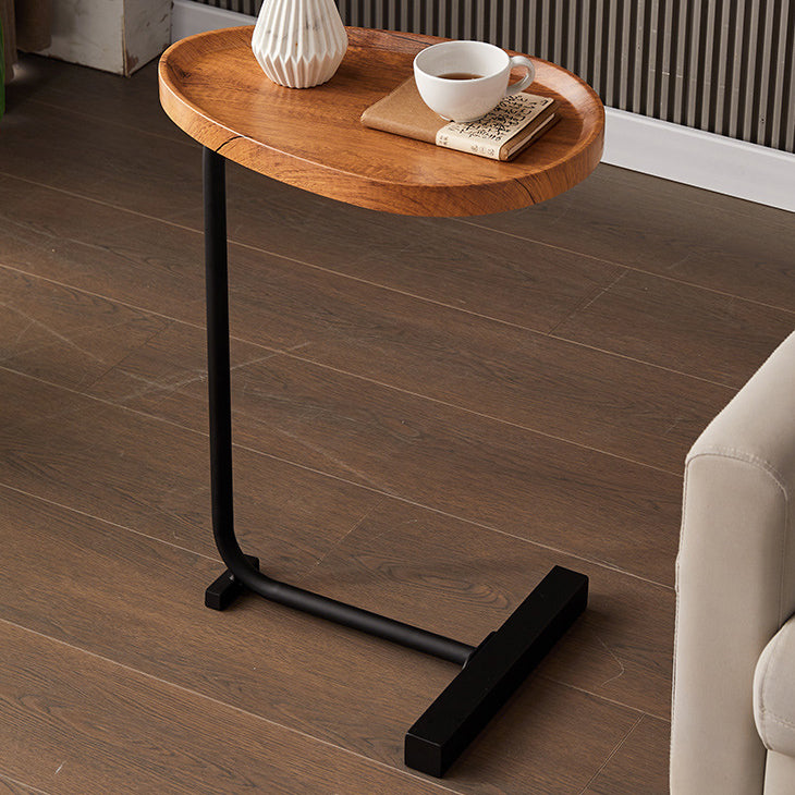 Contemporary Nordic Water Drop Shape Geometry Density Board Iron Side Table 1 - Tier For Living Room