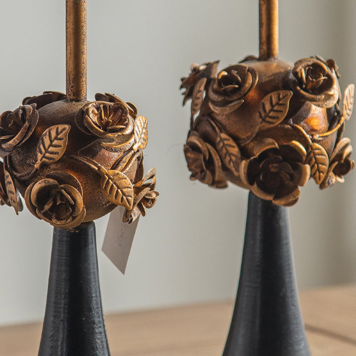 Traditional French Carved Decorative Aromatherapy Iron Wood Candlestick 1 - Tier For Living Room
