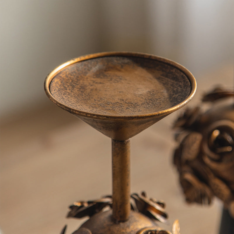 Traditional French Carved Decorative Aromatherapy Iron Wood Candlestick 1 - Tier For Living Room