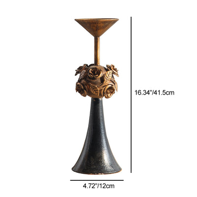 Traditional French Carved Decorative Aromatherapy Iron Wood Candlestick 1 - Tier For Living Room