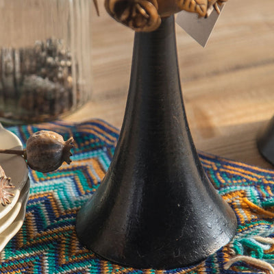 Traditional French Carved Decorative Aromatherapy Iron Wood Candlestick 1 - Tier For Living Room