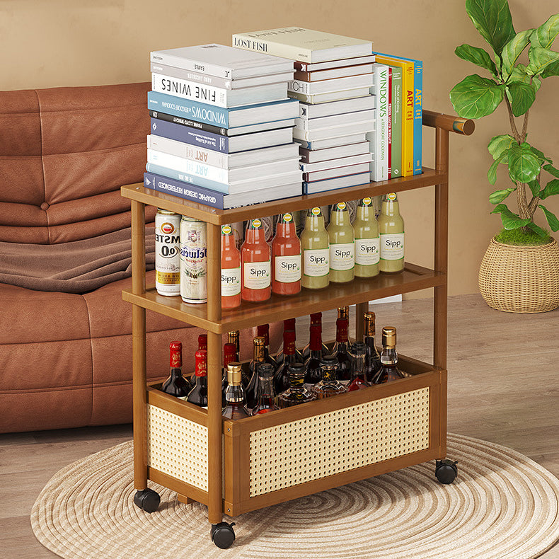 Contemporary Simplicity Rectangle Density Board Bamboo Acrylic Rattan Side Table 2/3 - Tier For Living Room