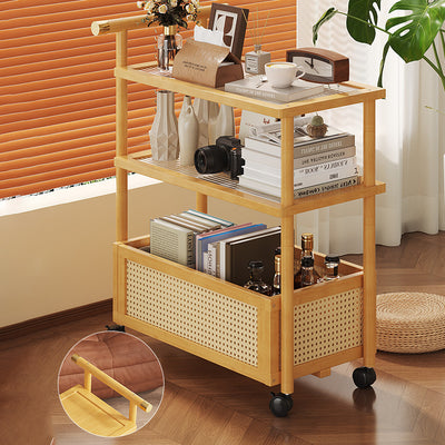 Contemporary Simplicity Rectangle Density Board Bamboo Acrylic Rattan Side Table 2/3 - Tier For Living Room