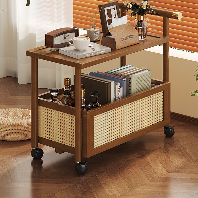 Contemporary Simplicity Rectangle Density Board Bamboo Acrylic Rattan Side Table 2/3 - Tier For Living Room