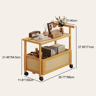 Contemporary Simplicity Rectangle Density Board Bamboo Acrylic Rattan Side Table 2/3 - Tier For Living Room