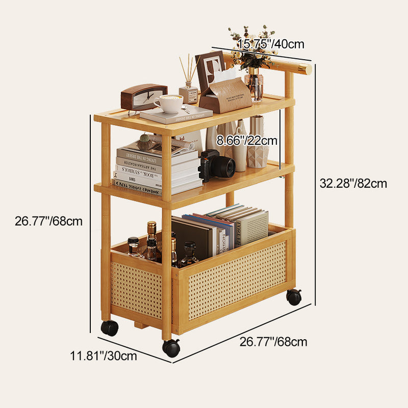 Contemporary Simplicity Rectangle Density Board Bamboo Acrylic Rattan Side Table 2/3 - Tier For Living Room