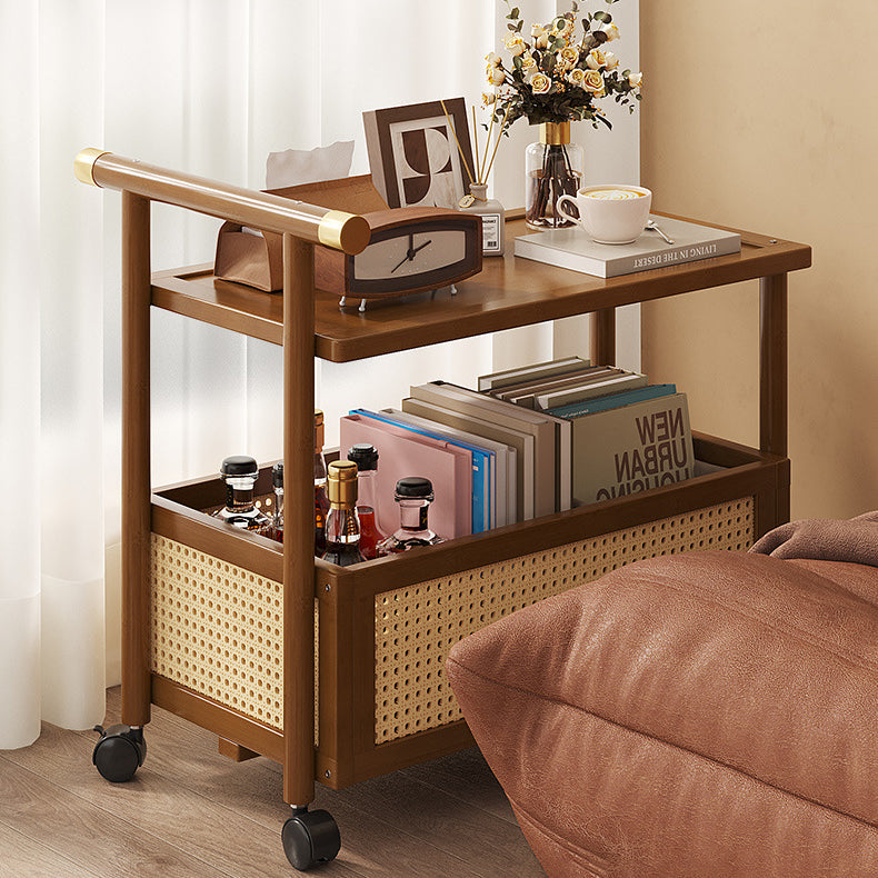 Contemporary Simplicity Rectangle Density Board Bamboo Acrylic Rattan Side Table 2/3 - Tier For Living Room