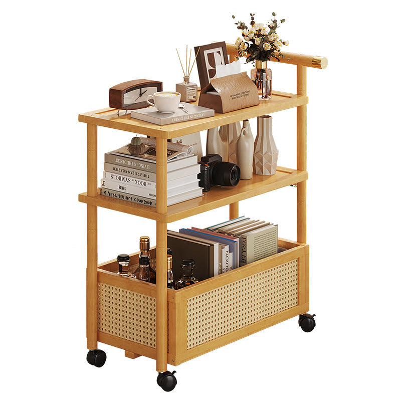 Contemporary Simplicity Rectangle Density Board Bamboo Acrylic Rattan Side Table 2/3 - Tier For Living Room