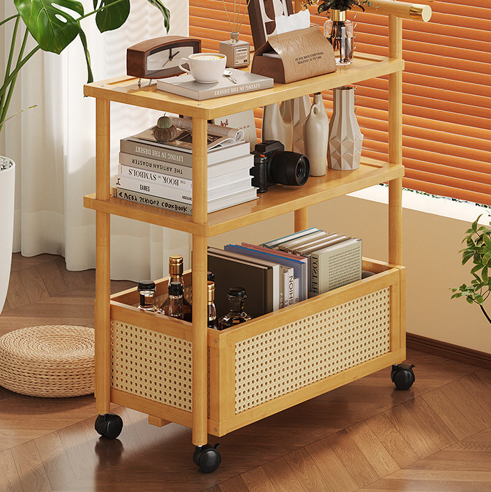 Contemporary Simplicity Rectangle Density Board Bamboo Acrylic Rattan Side Table 2/3 - Tier For Living Room
