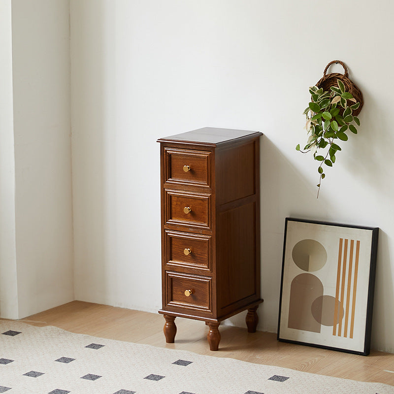 Contemporary Nordic Rectangular Cube Storage Cabinet Solid Paulownia Wood Hardware Side Table 4/5 - Drawer For Living Room