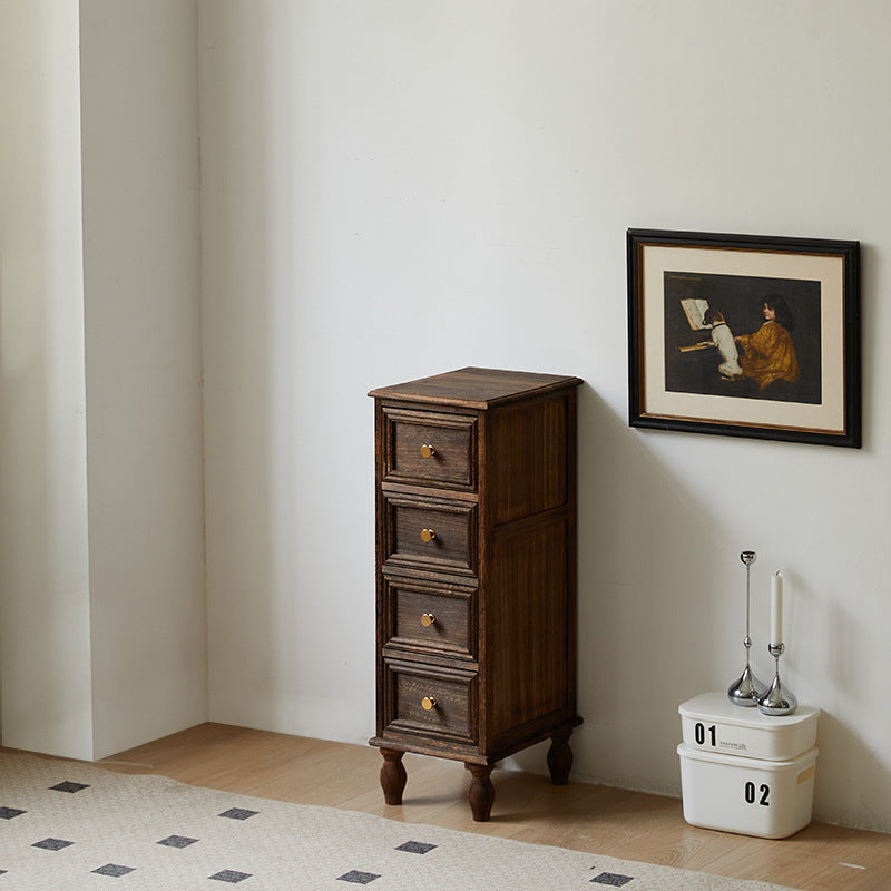 Contemporary Nordic Rectangular Cube Storage Cabinet Solid Paulownia Wood Hardware Side Table 4/5 - Drawer For Living Room