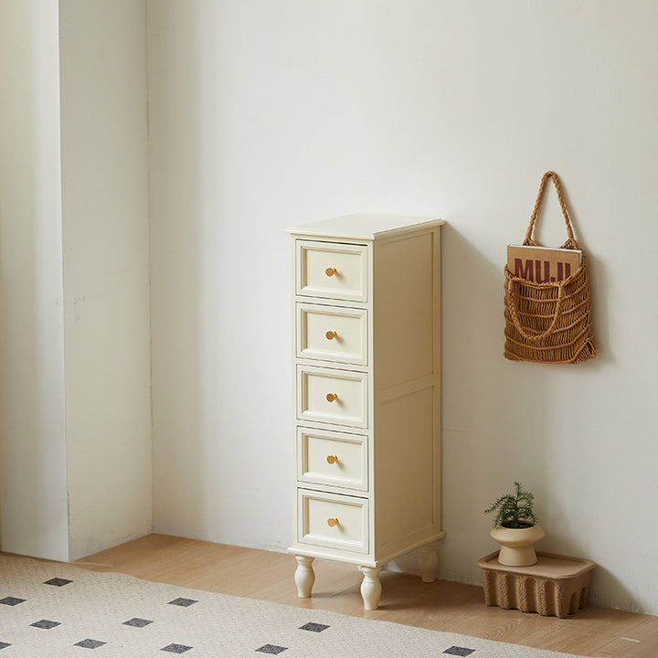 Contemporary Nordic Rectangular Cube Storage Cabinet Solid Paulownia Wood Hardware Side Table 4/5 - Drawer For Living Room