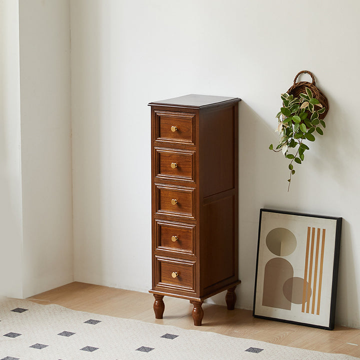 Contemporary Nordic Rectangular Cube Storage Cabinet Solid Paulownia Wood Hardware Side Table 4/5 - Drawer For Living Room