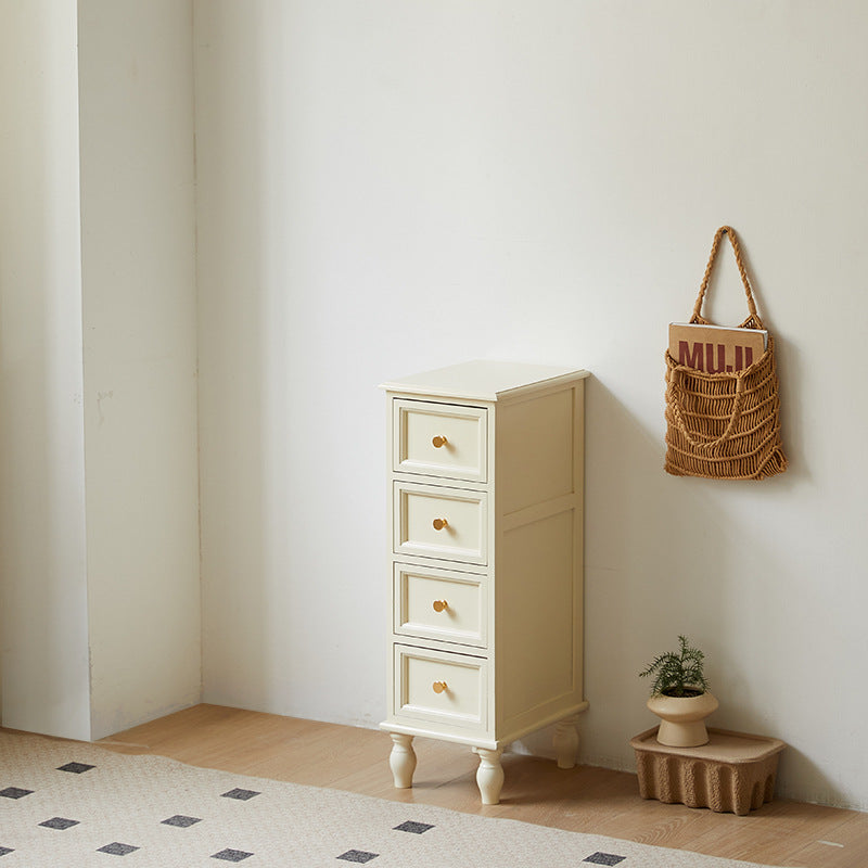 Contemporary Nordic Rectangular Cube Storage Cabinet Solid Paulownia Wood Hardware Side Table 4/5 - Drawer For Living Room