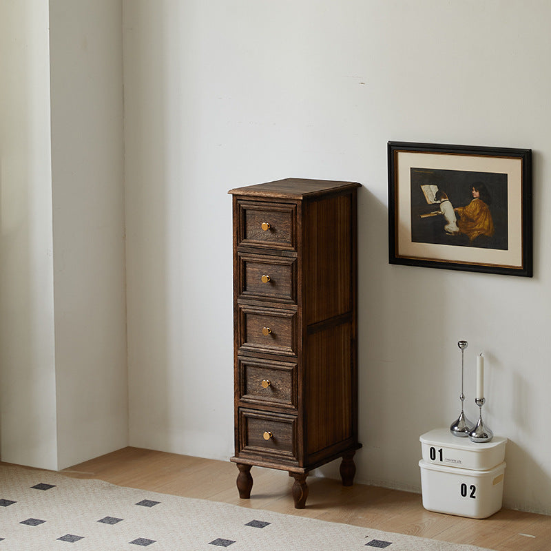 Contemporary Nordic Rectangular Cube Storage Cabinet Solid Paulownia Wood Hardware Side Table 4/5 - Drawer For Living Room