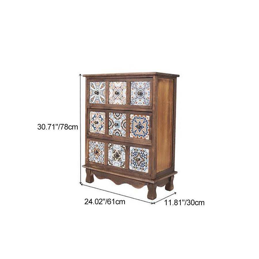 Moderner Retro-Aufbewahrungsschrank in quadratischer Würfelform aus Paulownia-Holz, Beistelltisch mit 3/4/6 Schubladen für das Wohnzimmer 