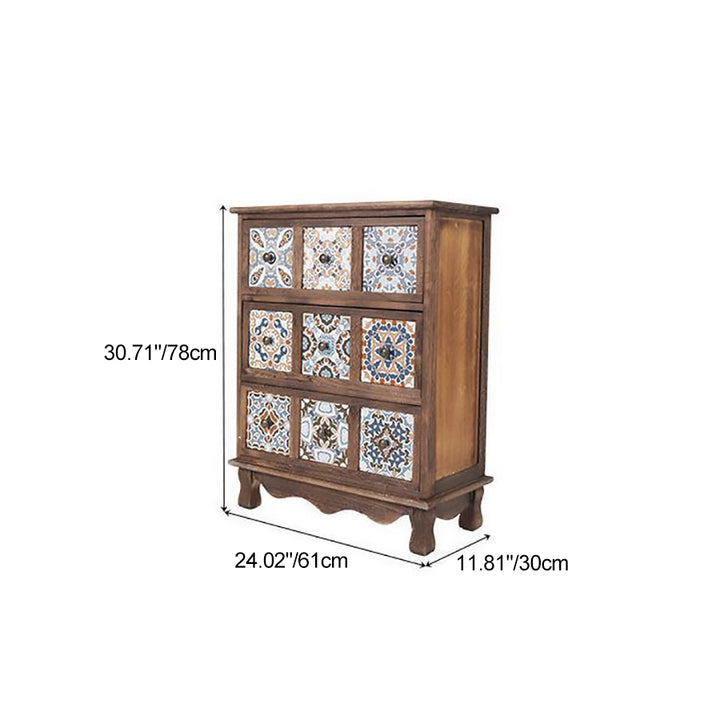 Moderner Retro-Aufbewahrungsschrank in quadratischer Würfelform aus Paulownia-Holz, Beistelltisch mit 3/4/6 Schubladen für das Wohnzimmer 
