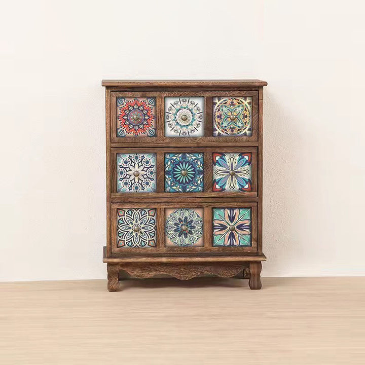 Moderner Retro-Aufbewahrungsschrank in quadratischer Würfelform aus Paulownia-Holz, Beistelltisch mit 3/4/6 Schubladen für das Wohnzimmer 