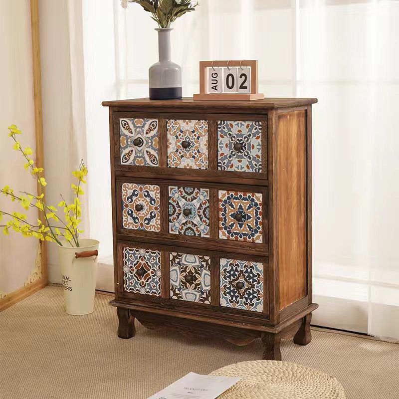 Moderner Retro-Aufbewahrungsschrank in quadratischer Würfelform aus Paulownia-Holz, Beistelltisch mit 3/4/6 Schubladen für das Wohnzimmer 