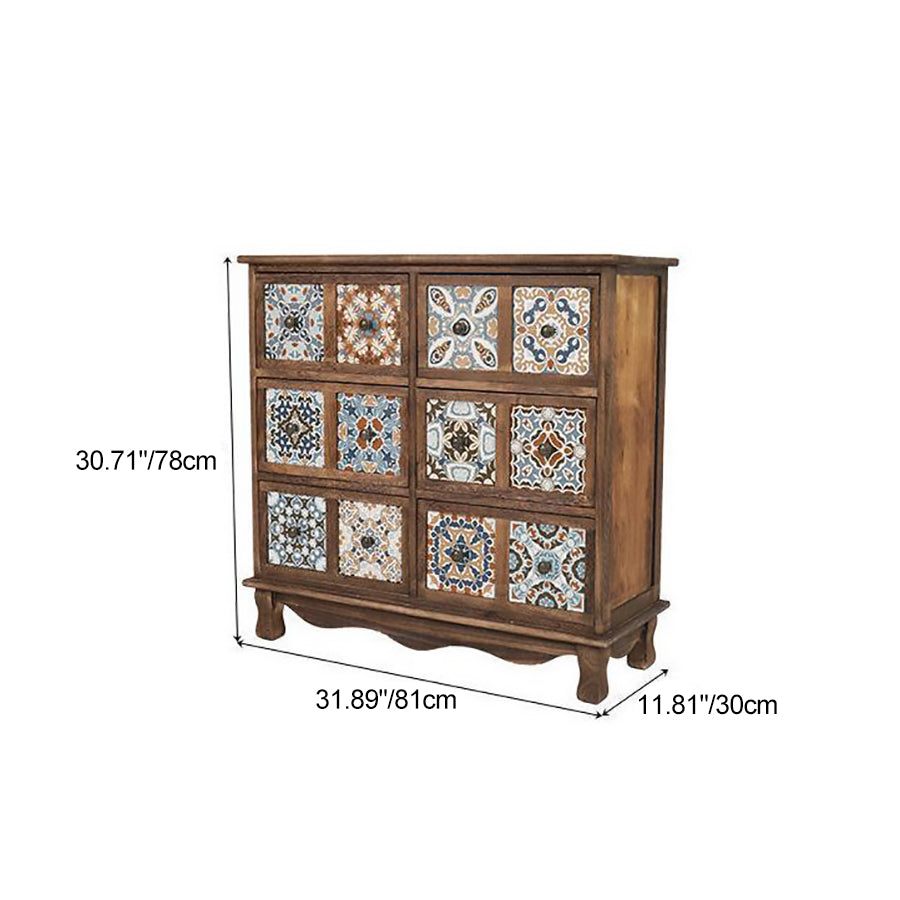 Moderner Retro-Aufbewahrungsschrank in quadratischer Würfelform aus Paulownia-Holz, Beistelltisch mit 3/4/6 Schubladen für das Wohnzimmer 