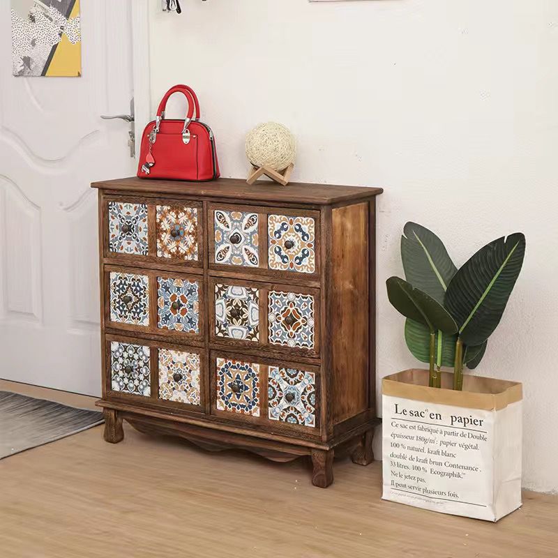 Moderner Retro-Aufbewahrungsschrank in quadratischer Würfelform aus Paulownia-Holz, Beistelltisch mit 3/4/6 Schubladen für das Wohnzimmer 