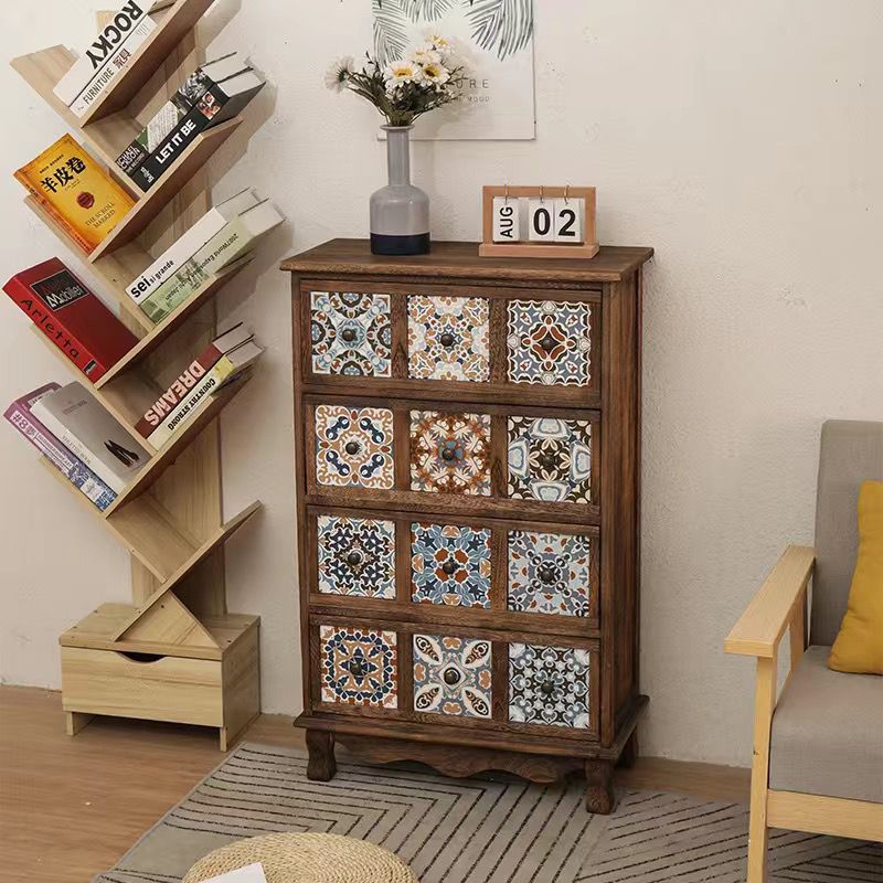 Moderner Retro-Aufbewahrungsschrank in quadratischer Würfelform aus Paulownia-Holz, Beistelltisch mit 3/4/6 Schubladen für das Wohnzimmer 