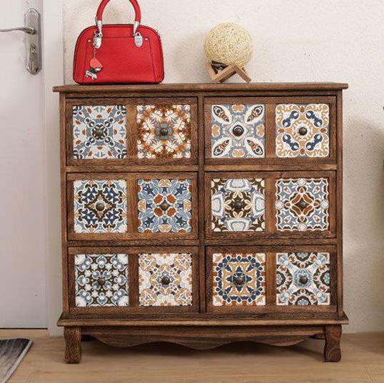 Moderner Retro-Aufbewahrungsschrank in quadratischer Würfelform aus Paulownia-Holz, Beistelltisch mit 3/4/6 Schubladen für das Wohnzimmer 