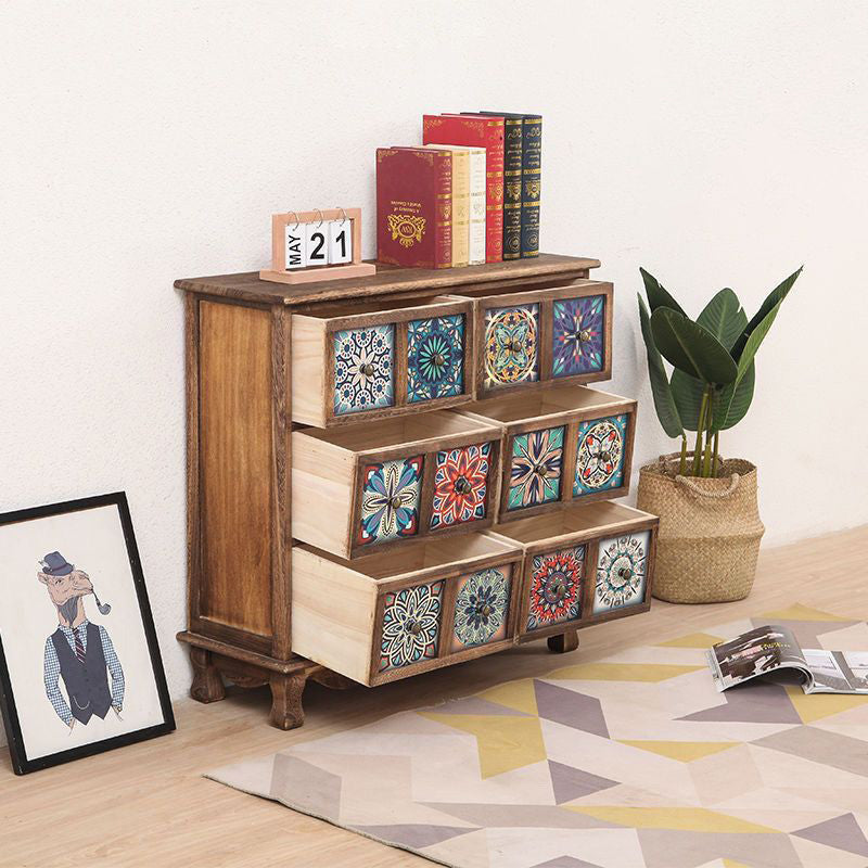 Moderner Retro-Aufbewahrungsschrank in quadratischer Würfelform aus Paulownia-Holz, Beistelltisch mit 3/4/6 Schubladen für das Wohnzimmer 