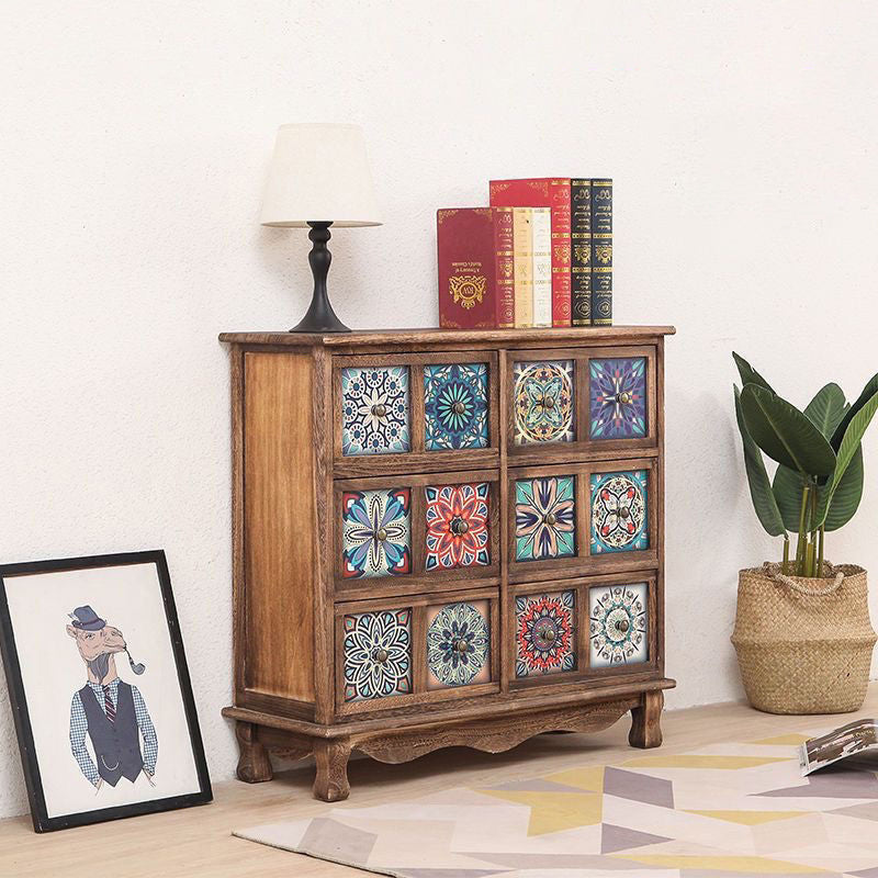 Moderner Retro-Aufbewahrungsschrank in quadratischer Würfelform aus Paulownia-Holz, Beistelltisch mit 3/4/6 Schubladen für das Wohnzimmer 