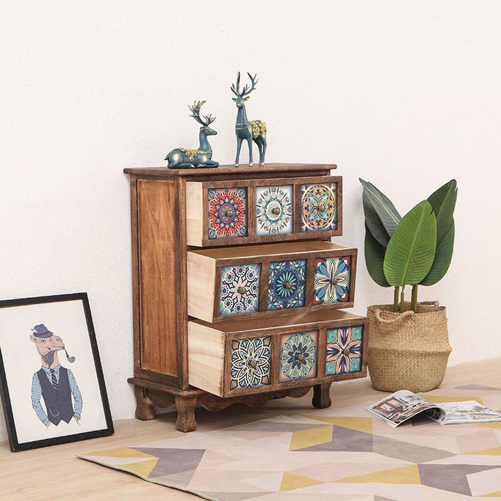 Moderner Retro-Aufbewahrungsschrank in quadratischer Würfelform aus Paulownia-Holz, Beistelltisch mit 3/4/6 Schubladen für das Wohnzimmer 