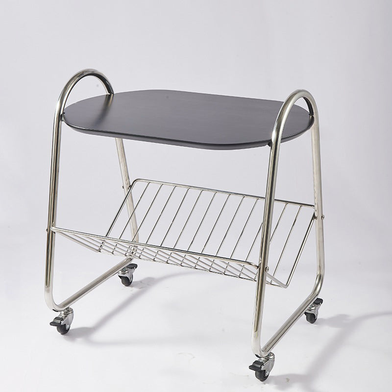 Contemporary Nordic Trapezoid Pine Stainless Steel Side Table 2 - Tier For Living Room