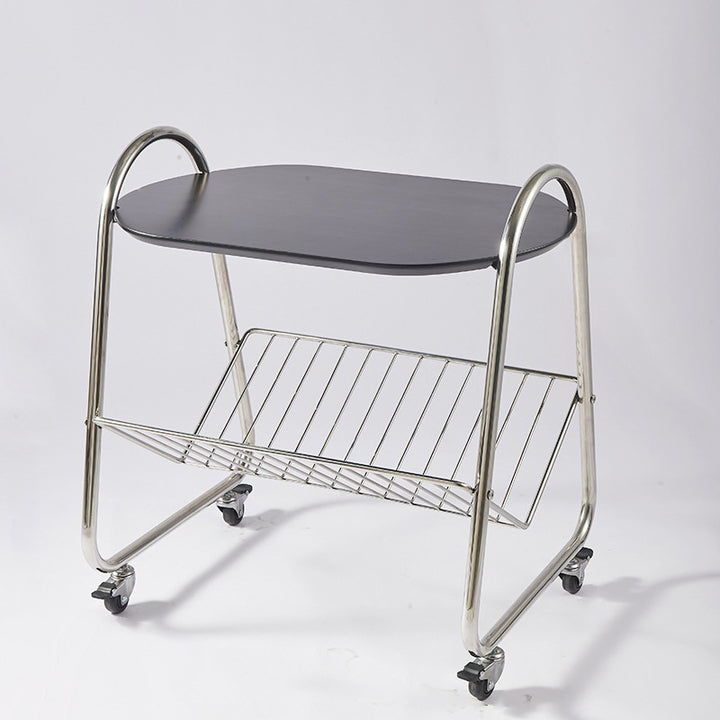 Contemporary Nordic Trapezoid Pine Stainless Steel Side Table 2 - Tier For Living Room
