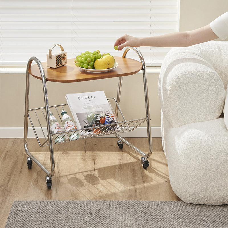 Contemporary Nordic Trapezoid Boxwood Stainless Steel Side Table 2 - Tier For Living Room