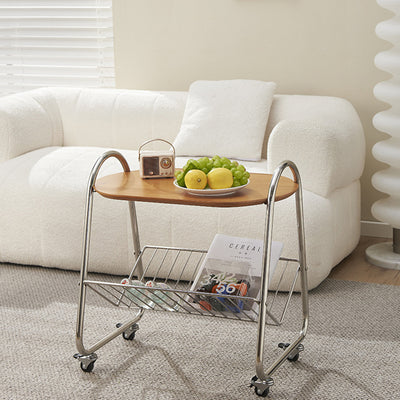 Contemporary Nordic Trapezoid Boxwood Stainless Steel Side Table 2 - Tier For Living Room