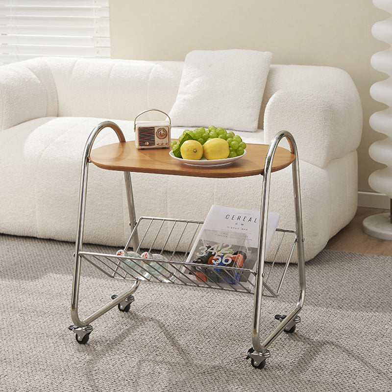 Contemporary Nordic Trapezoid Boxwood Stainless Steel Side Table 2 - Tier For Living Room