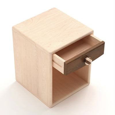 Mesita de noche contemporánea de madera maciza con cubo cuadrado de simplicidad - 1 cajón para dormitorio 
