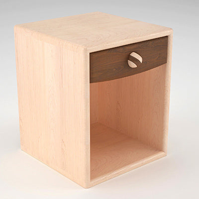 Mesita de noche contemporánea de madera maciza con cubo cuadrado de simplicidad - 1 cajón para dormitorio 