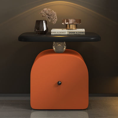 Contemporary Nordic Square Solid Wood Multilayer Board Hardware Acrylic Nightstand 1 - Drawer For Bedroom