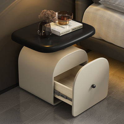 Contemporary Nordic Square Solid Wood Multilayer Board Hardware Acrylic Nightstand 1 - Drawer For Bedroom
