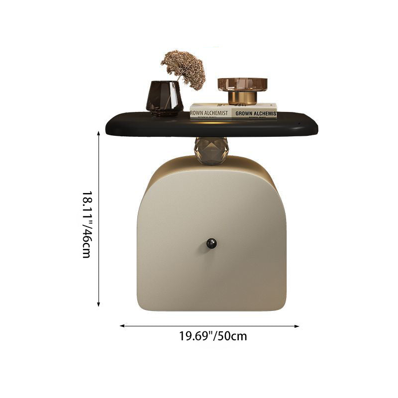 Contemporary Nordic Square Solid Wood Multilayer Board Hardware Acrylic Nightstand 1 - Drawer For Bedroom
