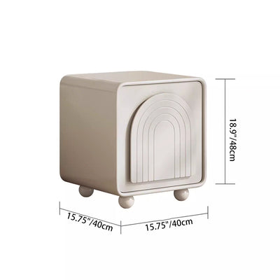 Contemporary Nordic Cream Square Cube Ecological Board Hardware ABS Nightstand 2 - Cabinet For Bedroom