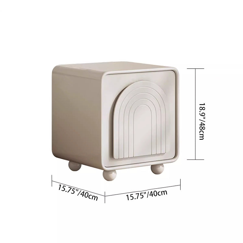Contemporary Nordic Cream Square Cube Ecological Board Hardware ABS Nightstand 2 - Cabinet For Bedroom