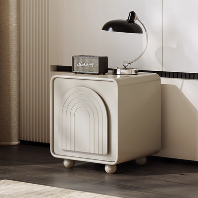 Contemporary Nordic Cream Square Cube Ecological Board Hardware ABS Nightstand 2 - Cabinet For Bedroom