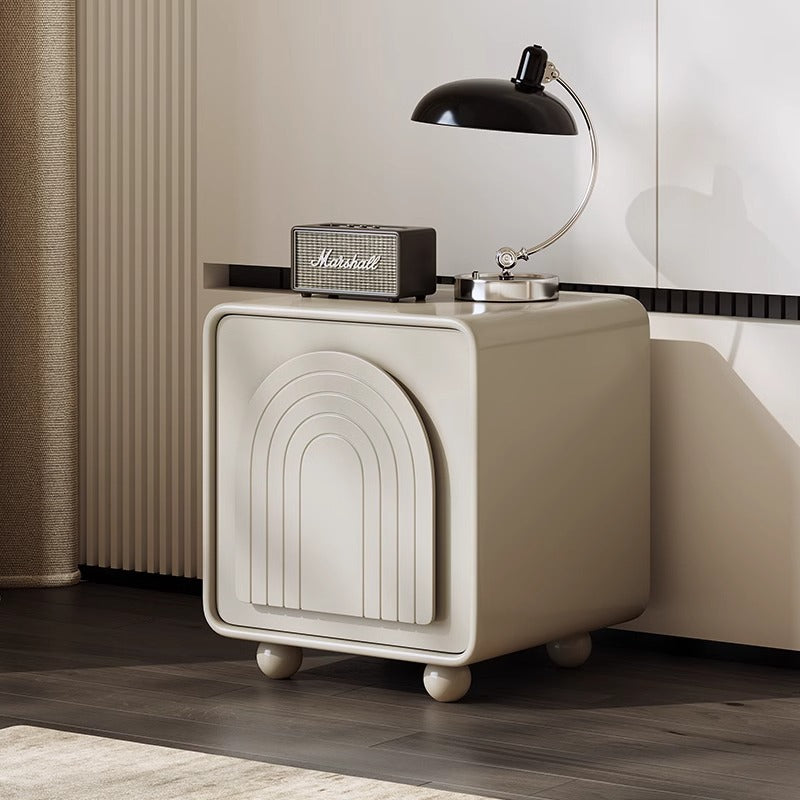 Contemporary Nordic Cream Square Cube Ecological Board Hardware ABS Nightstand 2 - Cabinet For Bedroom
